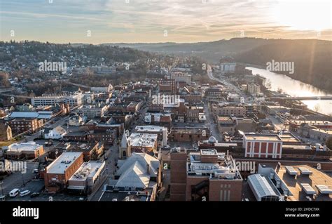 Morgantown, WV - 4 January 2022: Aerial view of downtown Morgantown in ...