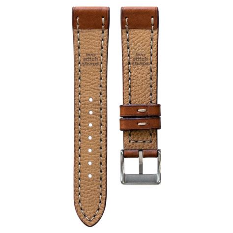 Full-Stitch Dark Tan Leather Watch Strap