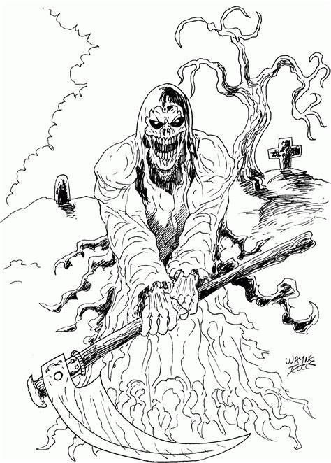 Wayne Tully Horror Art: Grim Reaper Drawing - Drawing The Grim Reaper