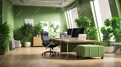 Premium Photo | Green Office Room