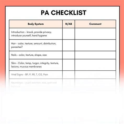 Physical Assessment Checklist Nursing School Nursing PDF Digital Download - Etsy