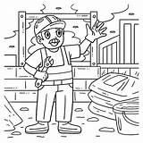 Premium Vector  Construction worker coloring Page For Kids sketch template