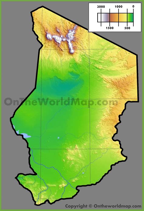 Chad physical map - Ontheworldmap.com