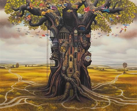 Jacek Yerka - Art Collection: Dąb Mieszkalny / Residential oak | Surrealism painting, Beautiful ...