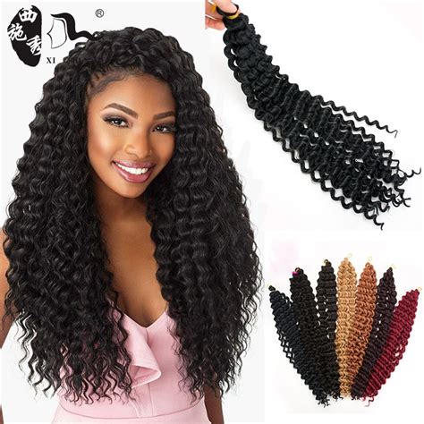 Synthetic ombre Afro freetress water wave crochet braiding hair extensions 20 inch long 80g per ...