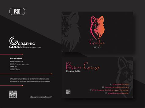 Free Creative Artist Business Card Design Template For 2021 - Graphic Google - Tasty Graphic ...