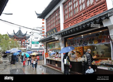 Food street at Qibao Old Street area in Minhang District, Shanghai ...