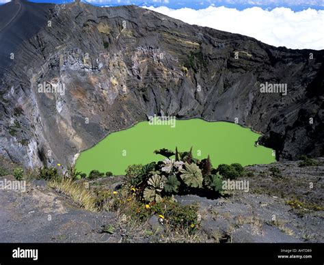 IRAZU VOLCANO COSTA RICA August The main crater of the Irazu Volcano with its deep brilliant ...