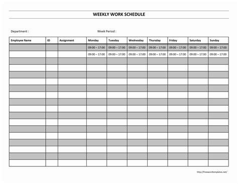 Free Printable Blank Work Schedules - Free Printable