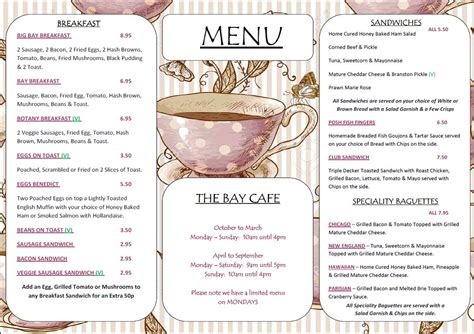 Bay Cafe Menu