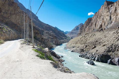 Indus River at Aryan Valley in Ladakh, Jammu and Kashmir, India Stock ...