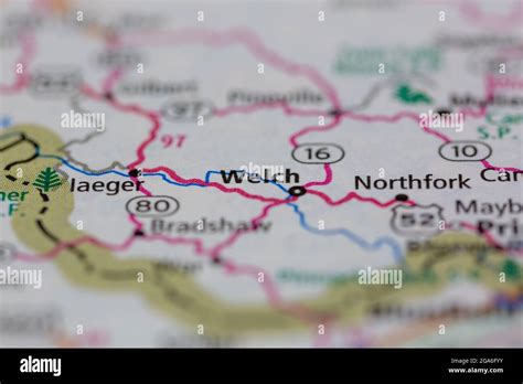 Welch West Virginia USA shown on a road map or Geography map Stock Photo - Alamy