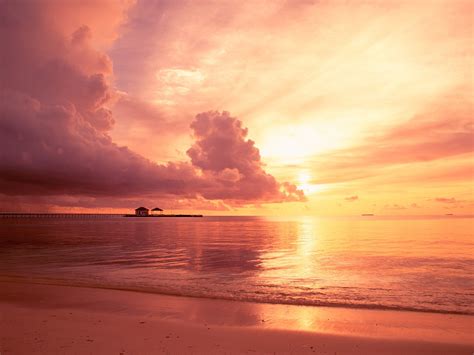 Maldives beach sunset red wallpaper-1920x1440 Download | 10wallpaper.com