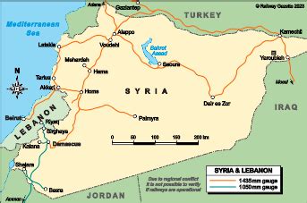 Syria & Lebanon - country map | Country profile | Railway Gazette ...