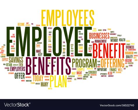 Employee benefits text background word cloud Vector Image