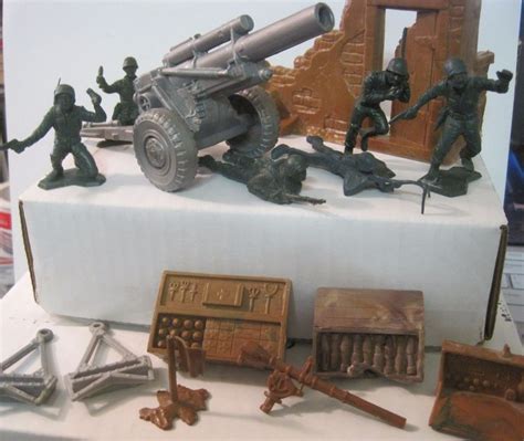 MARX BATTLEGROUND PLAYSET FIRING CANNON BUILDING ACCYS 6 PLASTIC TOY ...