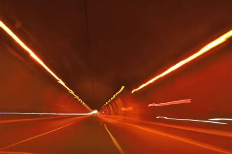 Highway tunnel at night and speed - Stock Image - Everypixel