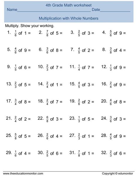 Free Printable Math Fraction Worksheets di 2020