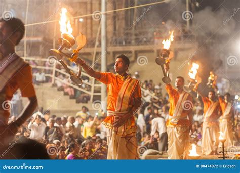 Ganges Aarti At The Ghat Of Varanasi, India Editorial Photo ...