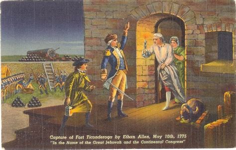 Vintage New York Linen Postcard Fort Ticonderoga Capture of by Ethan ...