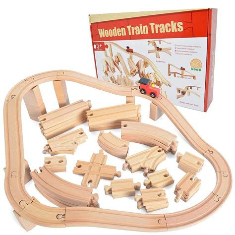 Kids 62 Pieces Wooden Train Track Expansion Set Toy New Version ...