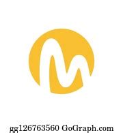 3 Letter M Curves Negative Space Circle Logo Vector Clip Art | Royalty Free - GoGraph