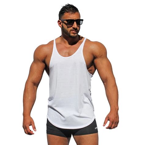 Bodybuilding stringer tank tops men blank vest solid color gyms singlets fitness undershirt men ...