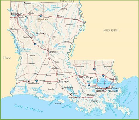 Louisiana State Road Map Glossy Poster Picture Photo Banner | Etsy