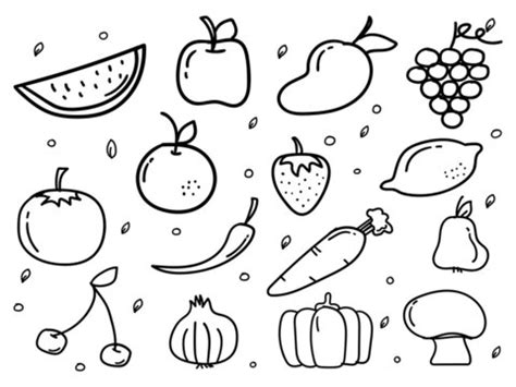 Sketch Of Vegetables And Fruits