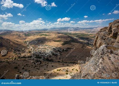 Galilee Mountains Agricultural Valley. Arbel Cliff. Low Galilee, Israel Stock Photo - Image of ...