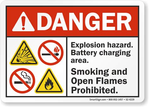 Battery Warning Signs | Battery Charging Area Signs