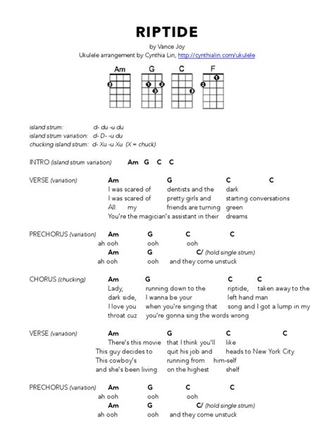 RIPTIDE - Ukulele Chord Chart.pdf | Song Structure | Song Recordings