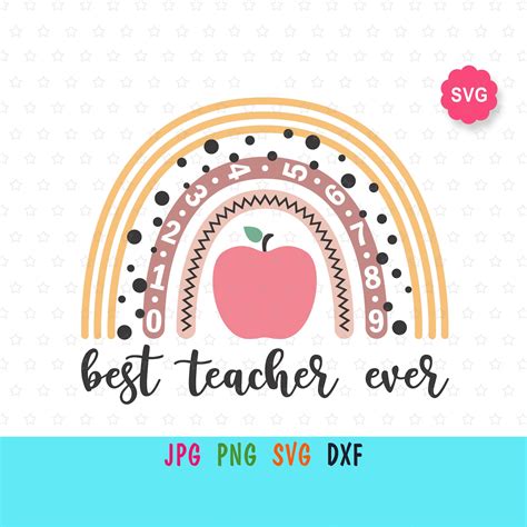 Boho Rainbow Teacher Svg for cricut Best teacher ever print | Etsy