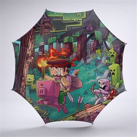 Minecraft Foldable Umbrella For Sunny Rainy Anti-UV Umbrella - Baganime