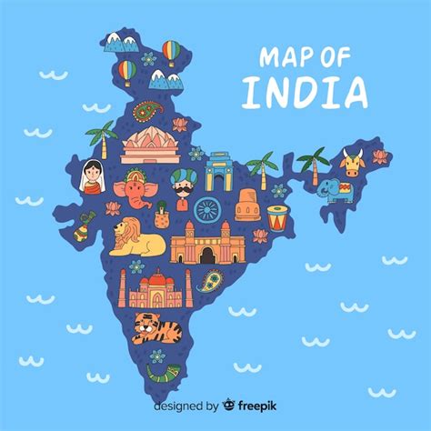 Free Vector | Hand drawn map of india