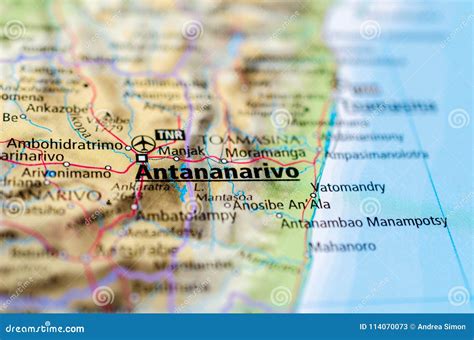 Antananarivo on map stock image. Image of paper, road - 114070073