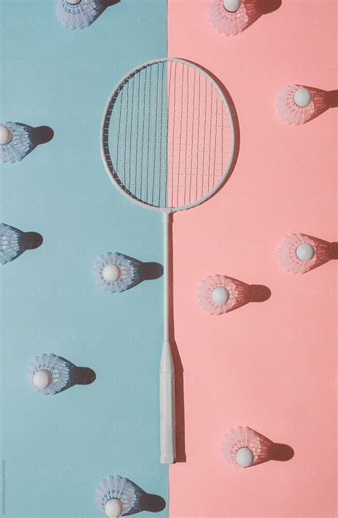 "Badminton Rackets On Pink And Blue Background" by Stocksy Contributor "AUDSHULE" | Badminton ...