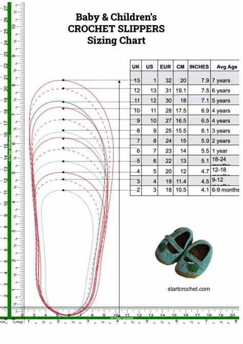 Crochet Slipper Size Chart | Portal.posgradount.edu.pe