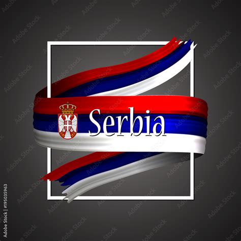 Serbia flag. Official national colors. Serbian 3d realistic ribbon. Isolated waving vector glory ...