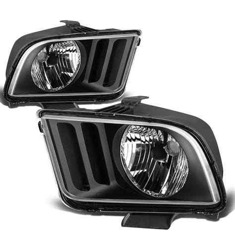 For 2005 to 2009 Ford Mustang OE Style Headlight Black Housing Headlamp ...