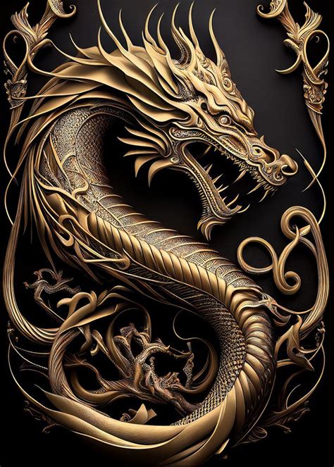 'The Mighty Gold Dragon' Poster by Muntwalt | Displate Dragon Artwork Fantasy, Fantasy Dragon ...