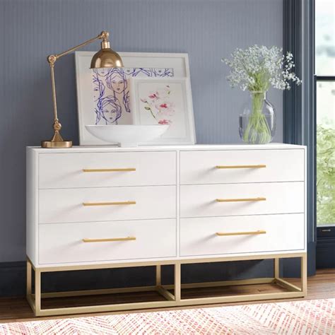 Sheldon 6 - Drawer Double Dresser | Gold bedroom decor, Gold bedroom, Bedroom dressers