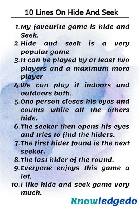 10 Lines On Hide And Seek for Students - Knowledgedo