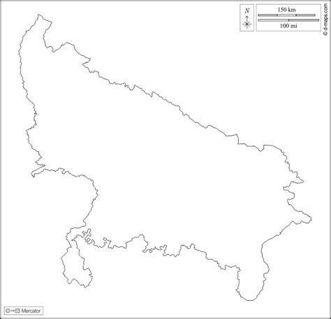 Uttar Pradesh free map, free blank map, free outline map, free base map ...