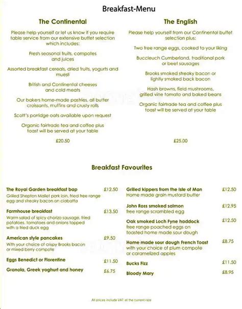 Park Terrace - Royal Garden Hotel Menu - Zomato UK