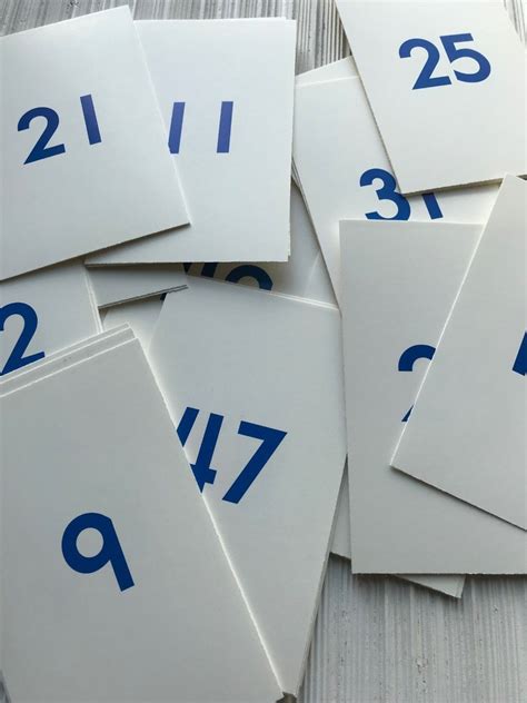 Vintage Number Flash Cards . Red and Blue . Set of Six Random - Etsy