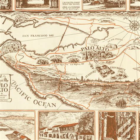 Vintage Map of Palo Alto, California 1940 by Ted's Vintage Art