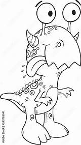 Happy Silly Monster Coloring Page Vector Illustration Art Stock  sketch template