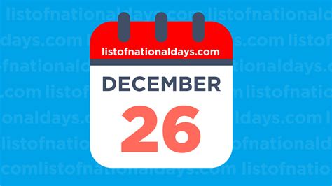 DECEMBER 26TH: National Holidays,Observances & Famous Birthdays