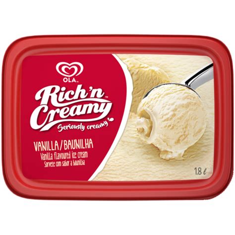 Ola Rich 'n Creamy Vanilla Flavoured Ice Cream 1.8L | Ice Cream Tubs ...